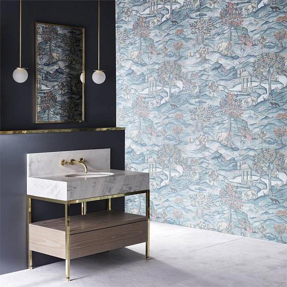 Обои Zoffany 312855 Stand Wood Teal/Velvet Blue
