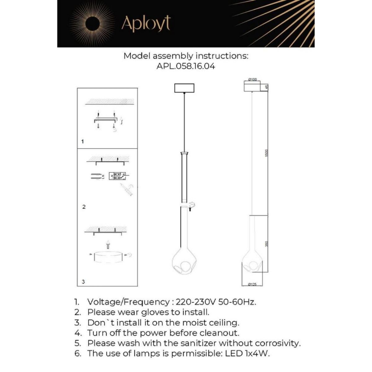 Подвесной светильник Aployt Wisia APL.058.16.04