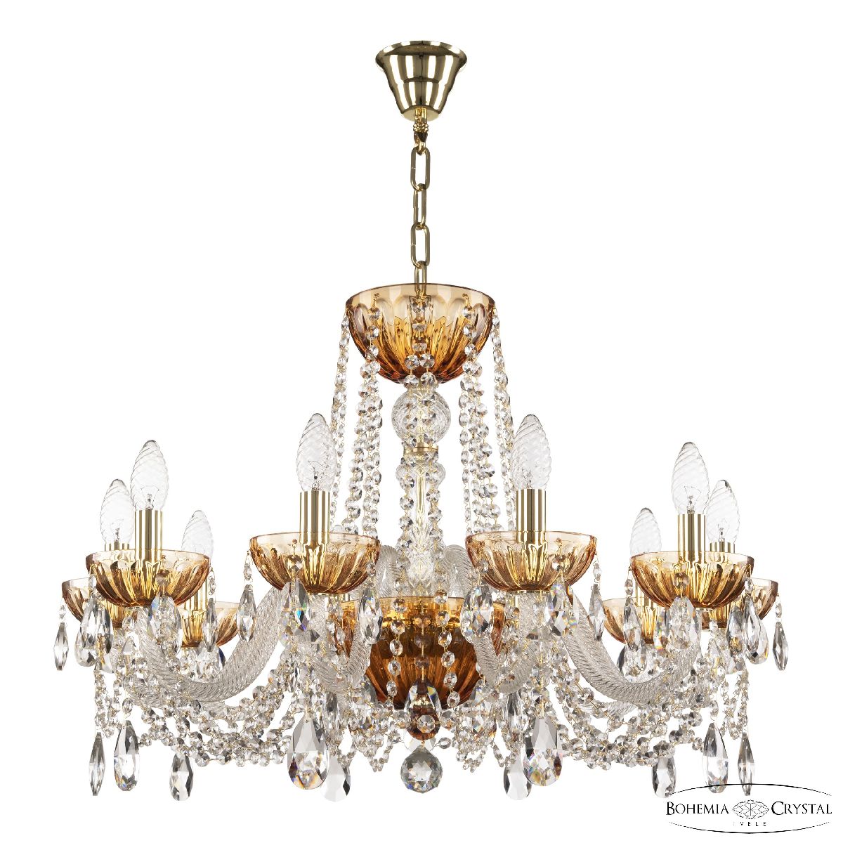 Подвесная люстра Bohemia Ivele Crystal 5402/10/240 G Amber/M-1H
