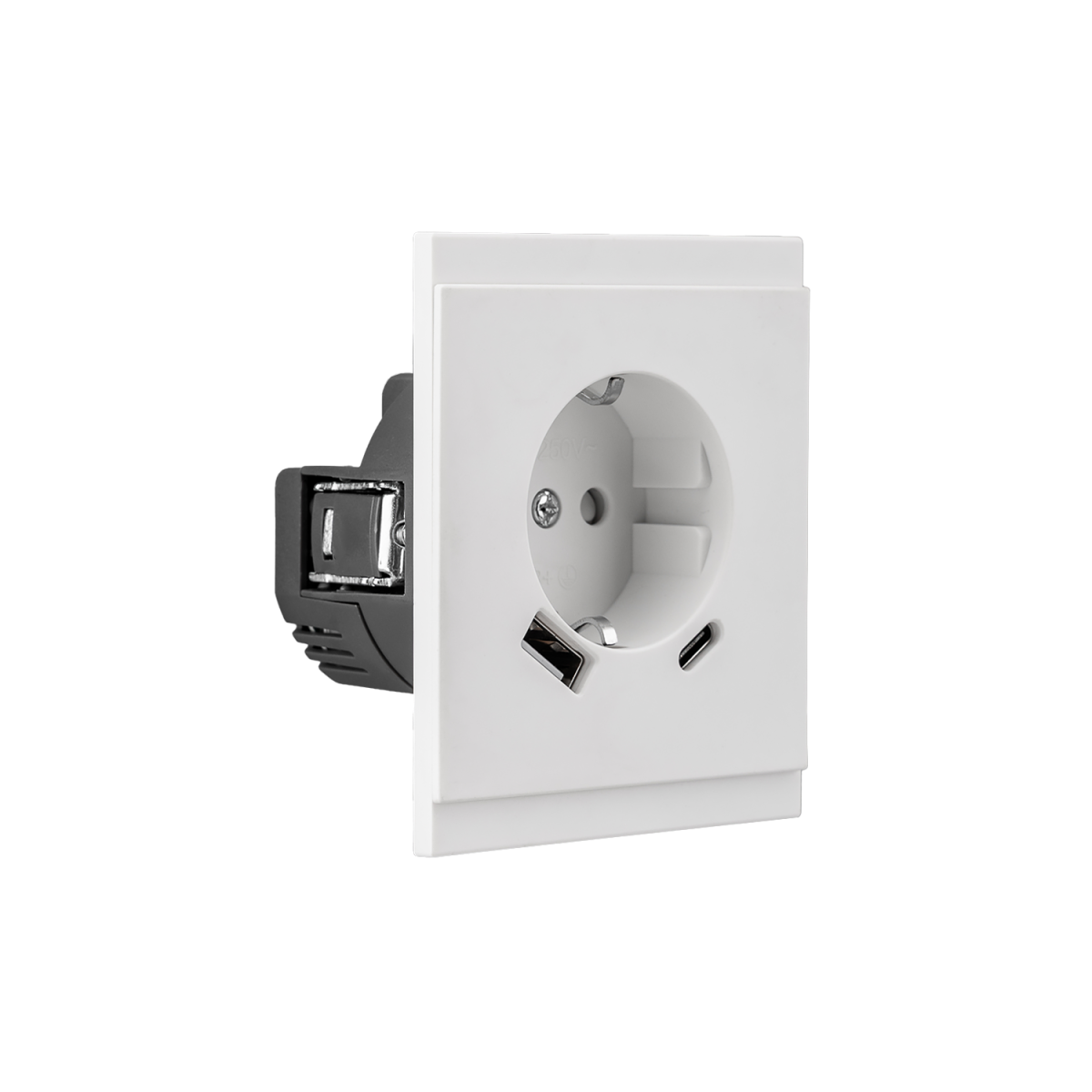 Розетка SETE 1-ая с/з с/у з/ш 16А с USB A+C быстрой зарядки 5В/3А жемчуг IP20/IP44 KRANZ KR-79-0704-1