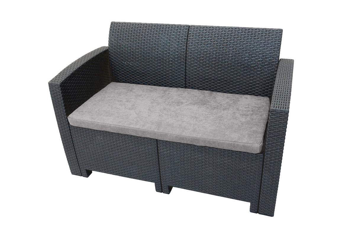 АРИЗОНА / ARIZONA b:rattan, Диван двухместный, антрацит (2-х местная подушка)