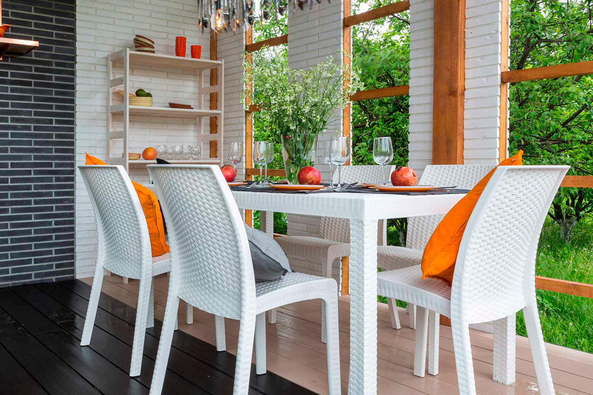 Комплект пластиковой мебели Бика ВИРДЖИНИЯ / Bica VIRGINIA, 6 стульев + 1 стол, белый