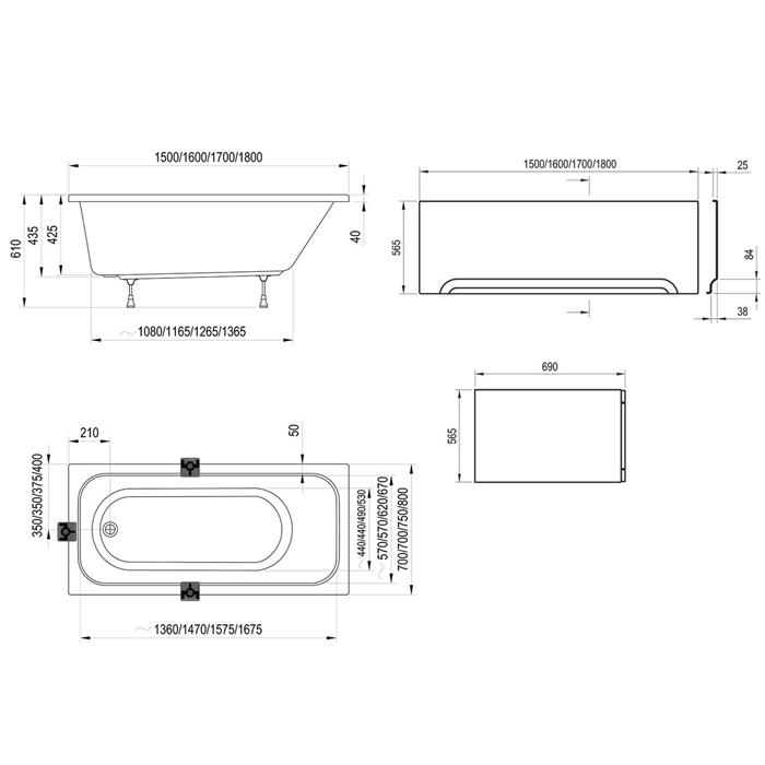 Ravak Chrome Ванна 180х80см, встраиваемая, цвет: белый