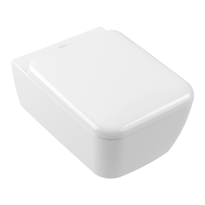 Villeroy&Boch Skyla Унитаз подвесной 37x53см, безободковый, смыв Tornado, сиденье SoftClosing, цвет: альпийский белый