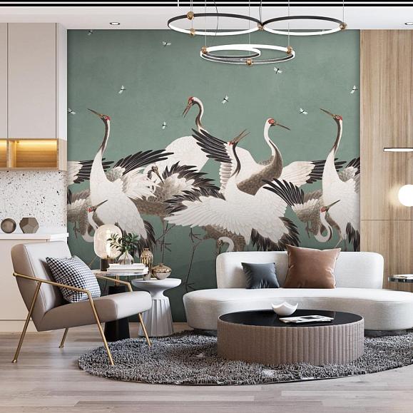 Панно Hygge Wall H11404 Dancing Cranes Green