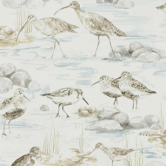 Обои Sanderson 216492 Estuary Birds Blue/Grey