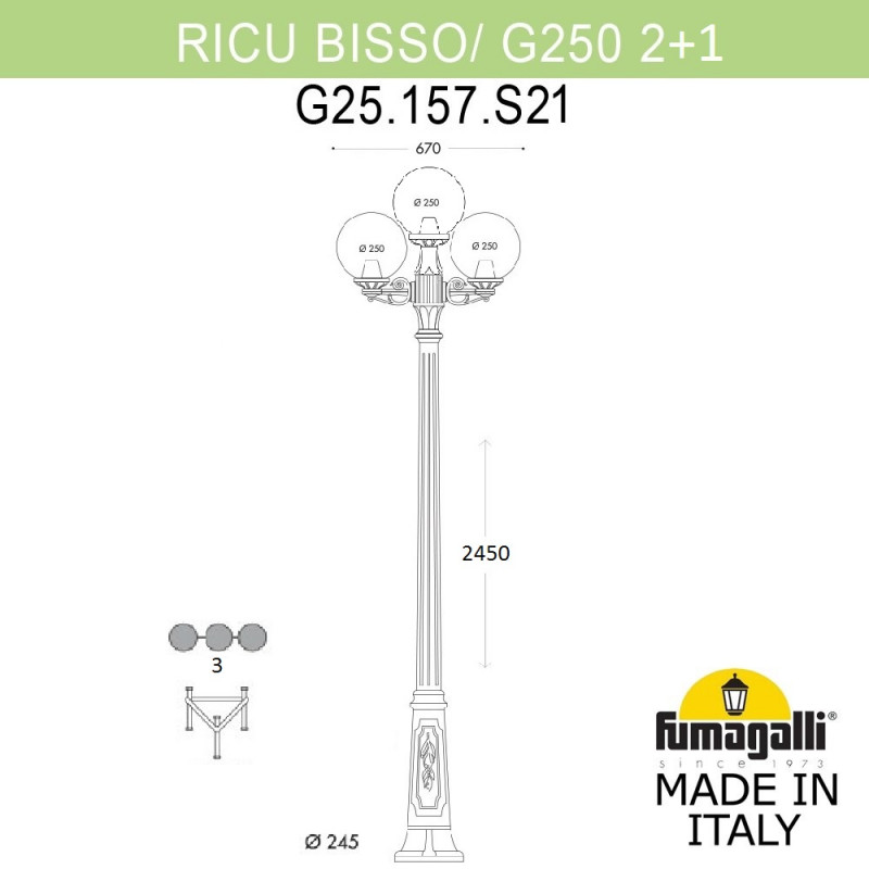 Садовый светильник Fumagalli G25.157.S21.AYE27