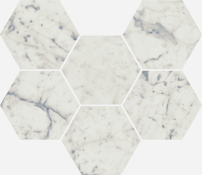 CHA.EXTRA CARRARA MOSAICO HEXAGON