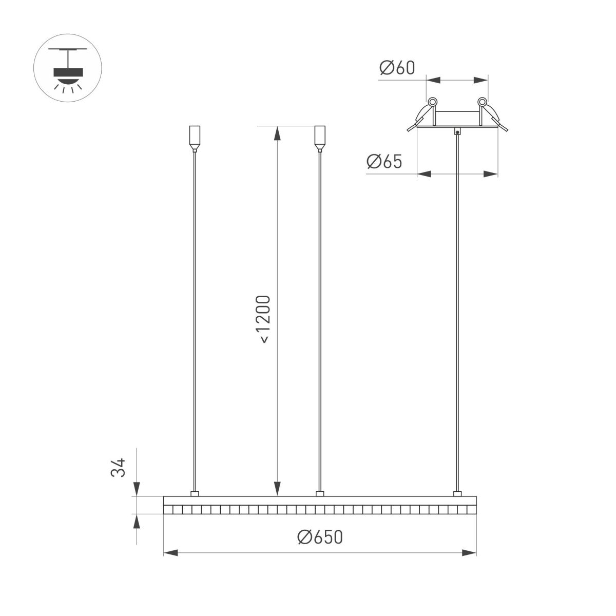 Подвесная люстра Arlight SP-DIAMOND-R650-36W Warm3000 (WH, 45 deg, 230V, TRIAC) 055259