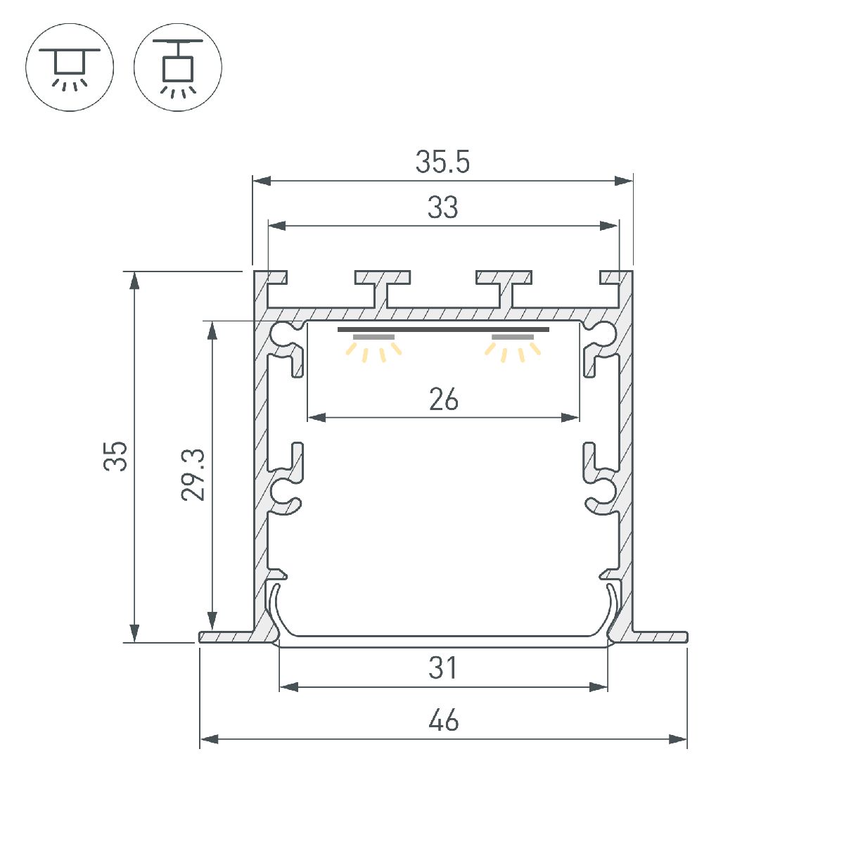Профиль Arlight LINIA49-F-М-2500 BLACK 055395