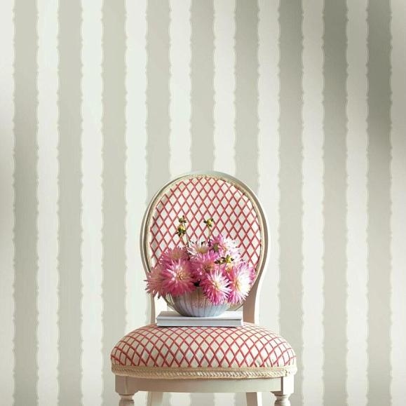 Обои York GR6013 Scalloped Stripe Grey