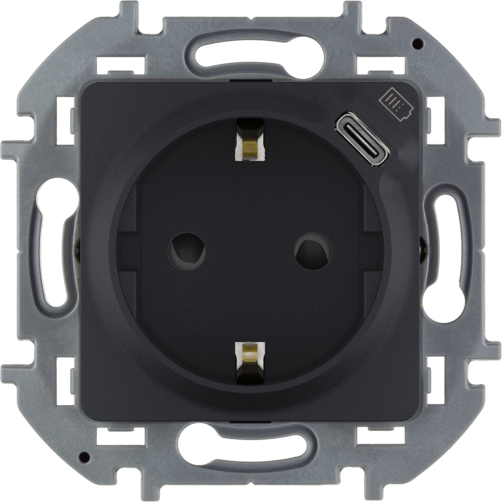 Розетка с/з с USB тип C со шторками Legrand Inspiria 673773