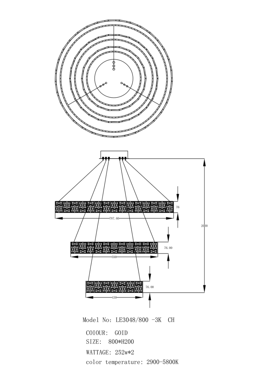 Подвесная люстра Afina LE3048/800-3K CH