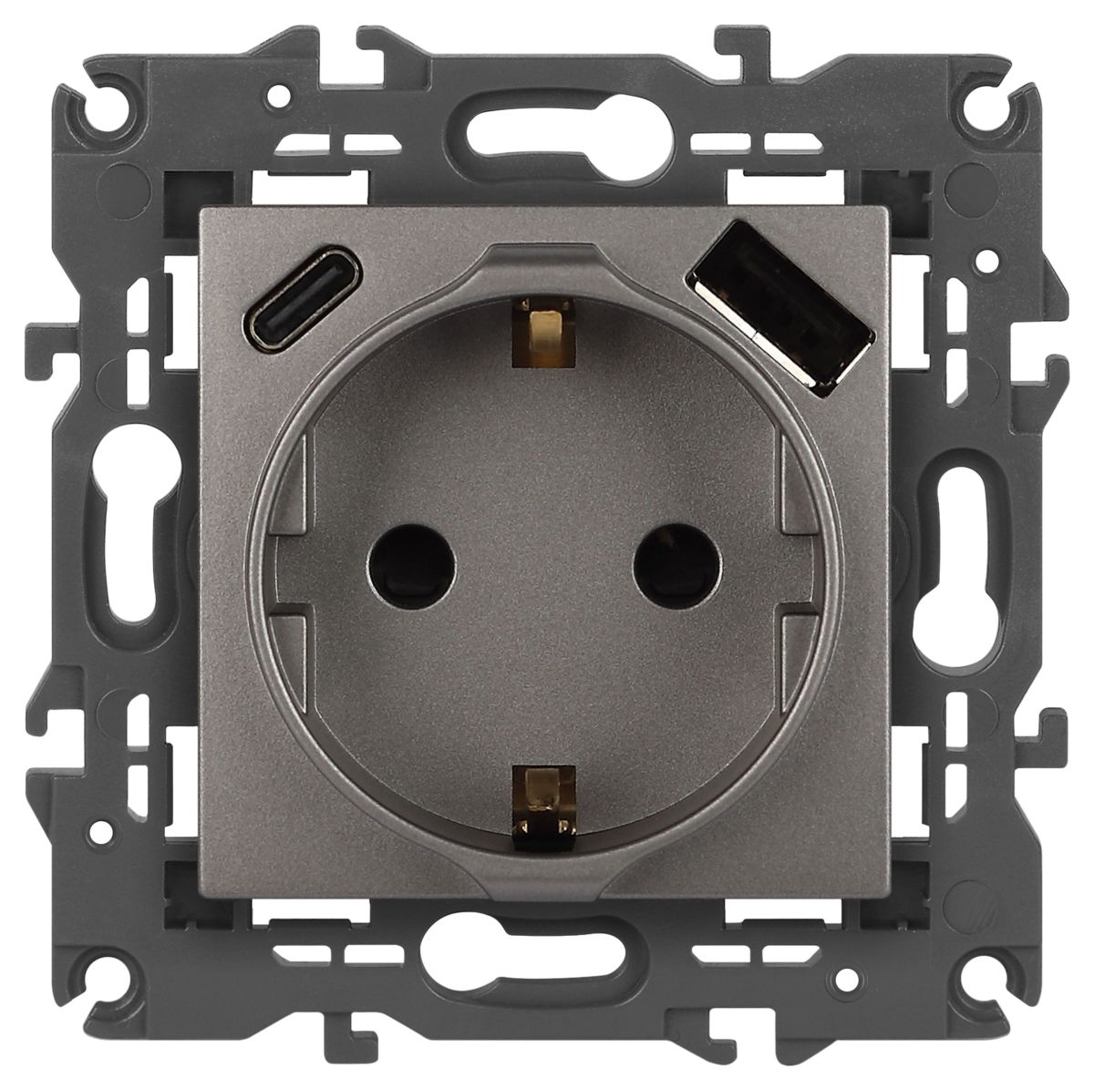 Розетка со шторками с USB type-A+C Эра Elegance 14-4108-16 Б0067695
