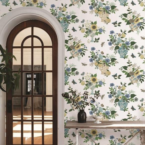Обои York RF7401 Flower Studies Blue Multi
