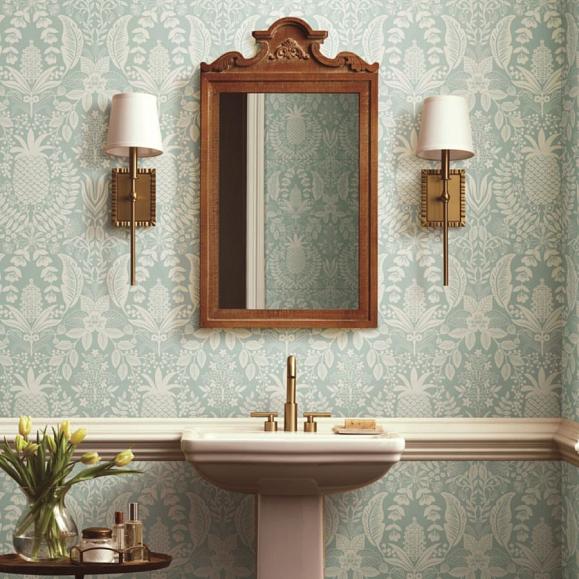 Обои York RF7484 Pineapple Damask Light Blue