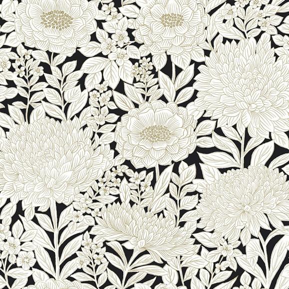 Обои York BW3923 Wood Block Blooms Black/Gold