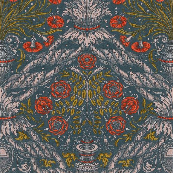 Панно Mind the gap WP20471 Floral Ornament Scarlet