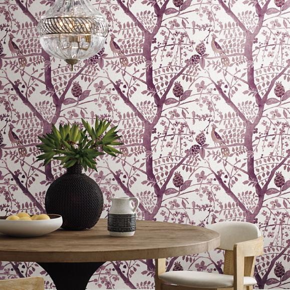 Обои York BO6631 Peacock Block Print Berry