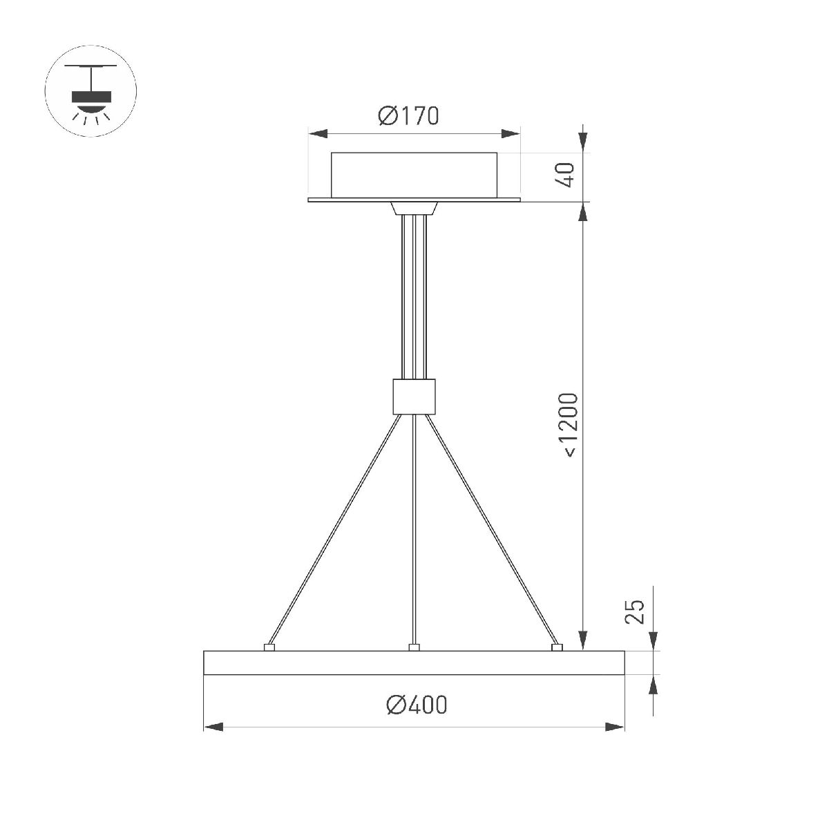 Подвесной светильник Arlight SP-CONGO-CAN-1-R400-24W Day4000 (BK, 120 deg, 230V) 046222