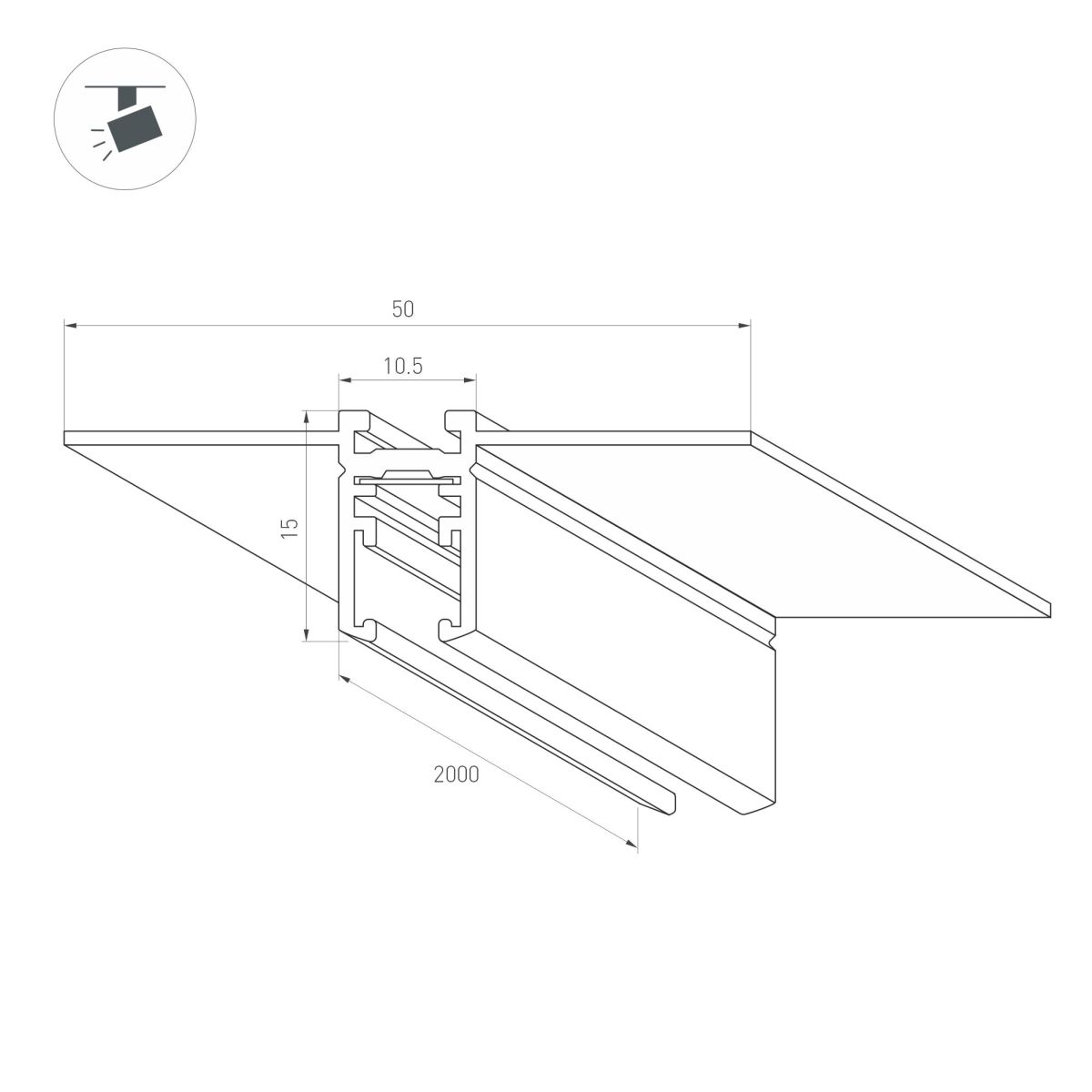 Шинопровод магнитный встраиваемый Arlight MAG-MICROCOSM-TRACK-4115-FDW-1000 (WH) (IP20 Металл) 062319