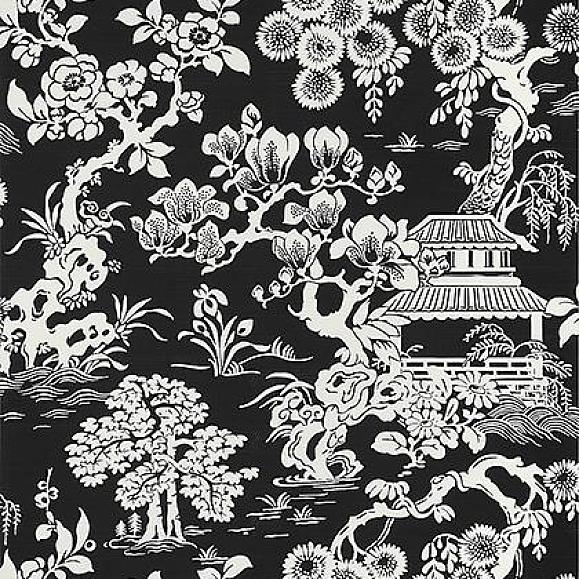 Обои Thibaut T13308 Japanese Garden Black