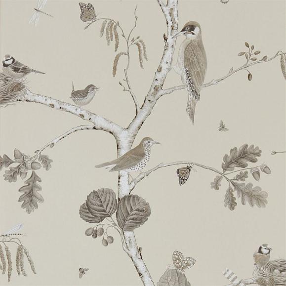 Обои Sanderson 215704 Woodland Chorus Sepia/Neutral