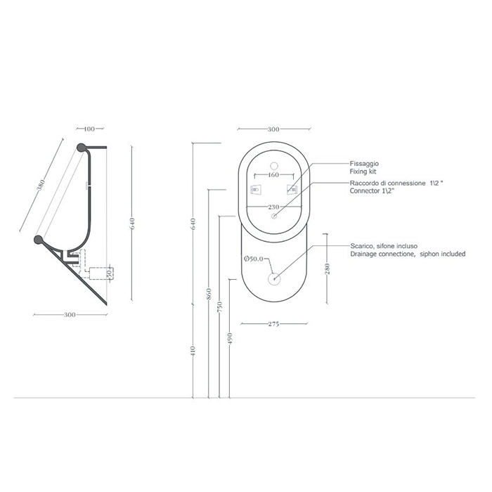 Artceram Babila Писсуар 37x30хh64 см, Saniglaze, цвет: matera