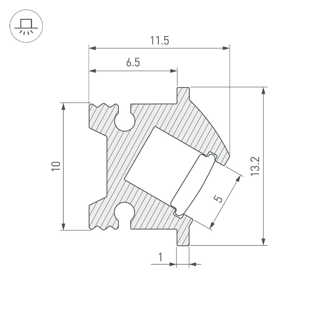 Профиль Arlight SL-BEVEL-H12-F13-2000 ANOD IRON GREY 045329