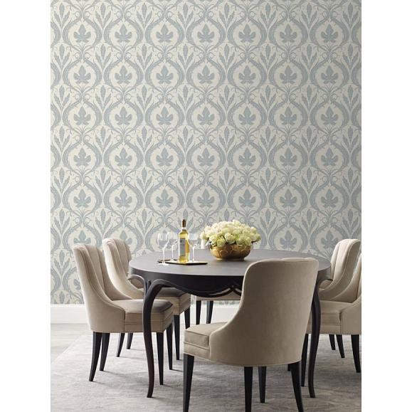 Обои York DM4922 Adirondack Damask Smokey Blue/Beige