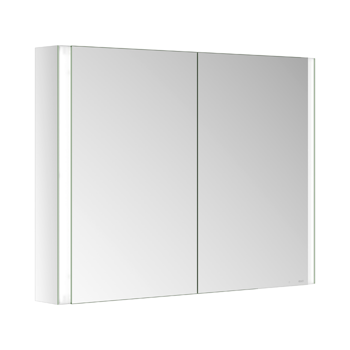 Keuco Somaris Зеркальный шкаф, 100x71x12.8см., 2-дверный двустор. зеркало, P 44 c плавным закр., корпус: алюминий серебристый цвет