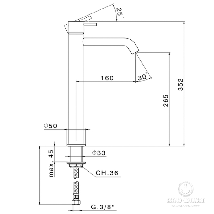 Cisal Less New Смеситель для раковины, 1 отв., без донного клапана, цвет: хром
