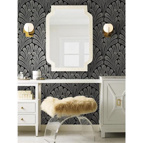 Обои York BW3951 Shell Damask Black/Glint
