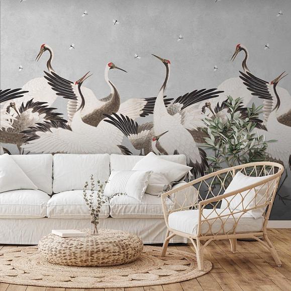 Панно Hygge Wall H11402 Dancing Cranes Grey