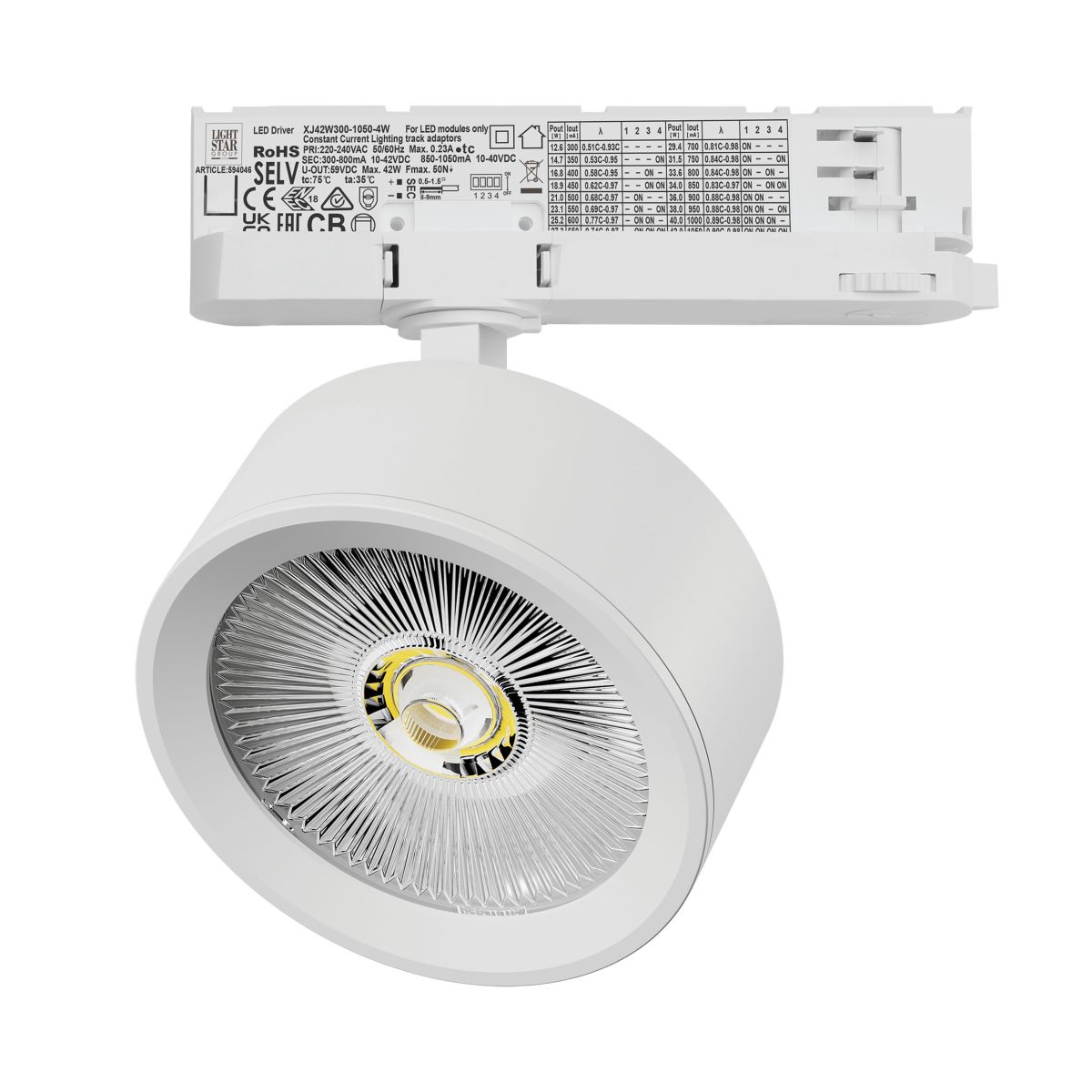 Трековый трехфазный светильник Quattro LED с адаптером Lightstar Alta Pro A5646QT