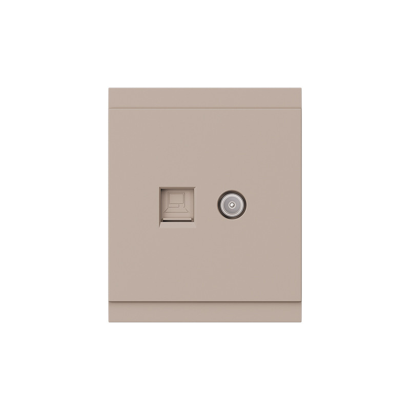 Розетка SETE компьютерная RJ45 кат6 + TV с/у кашемир IP20/IP44 KRANZ KR-79-0721-2