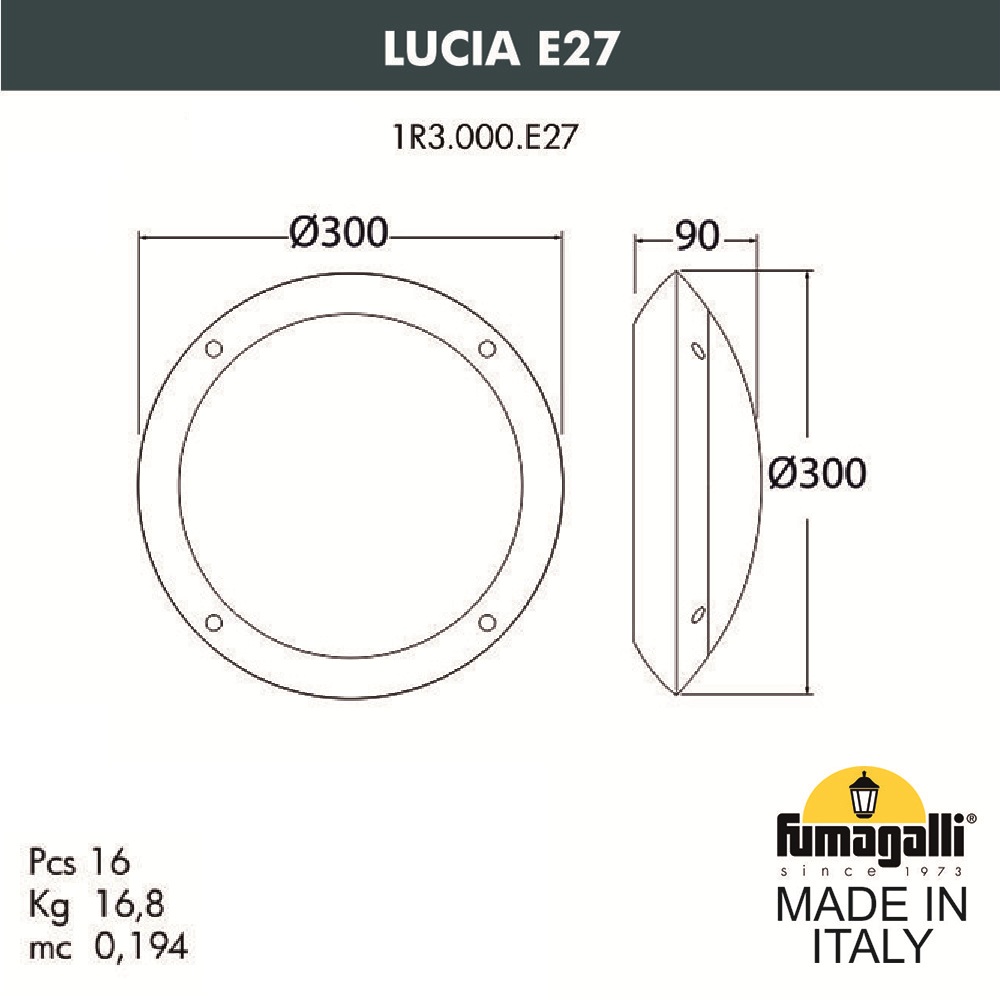 Уличный настенный светильник Fumagalli Lucia 1R3.000.000.AYE27CL1
