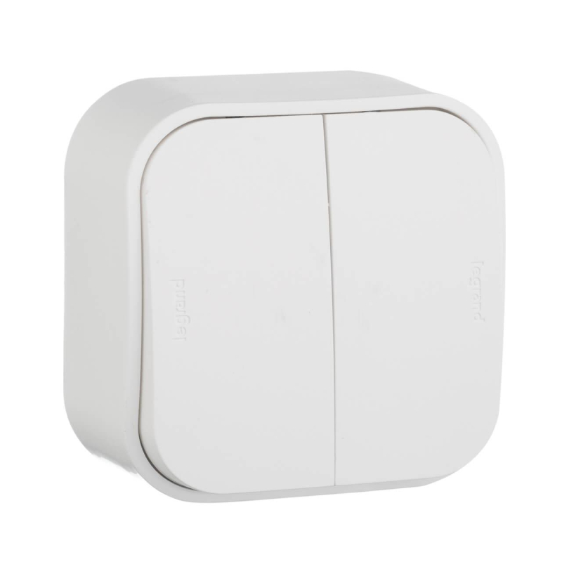 Переключатель двухклавишный на 2 направления Legrand Quteo 10A 250V белый 782206