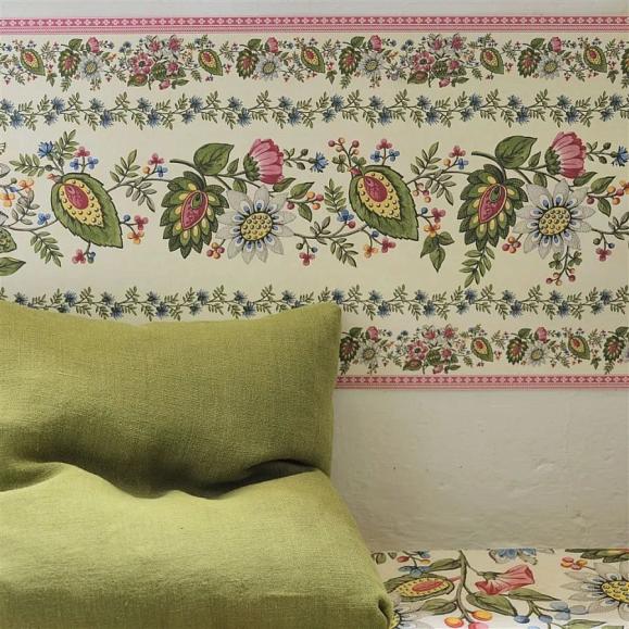 Бордюр John Derian PJD6015/01 Folk Flower Wide Border Parchment