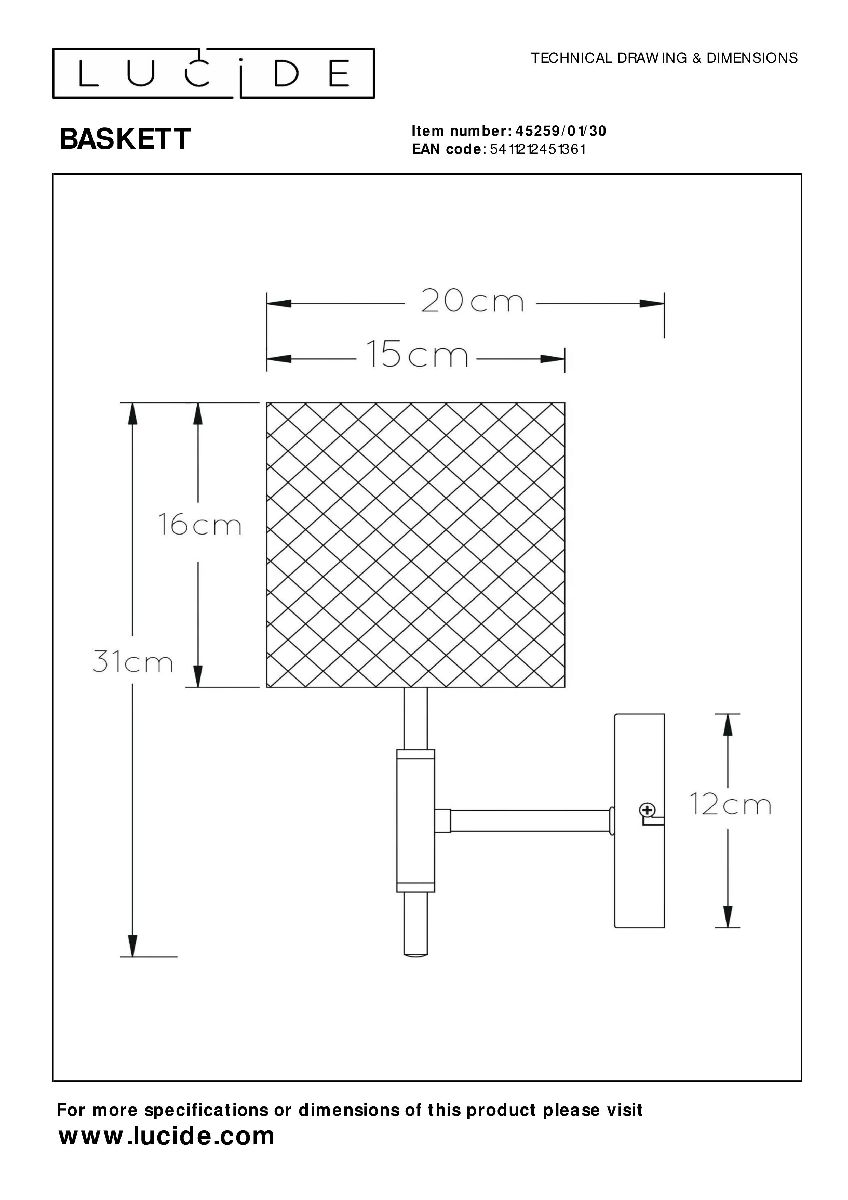Бра Lucide Baskett 45259/01/30