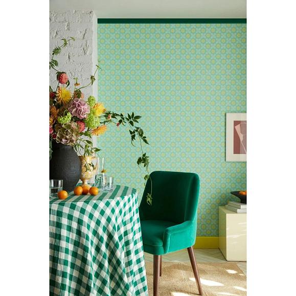 Обои Little Greene 0267DIGREEN Ditsy Block Green Verditer