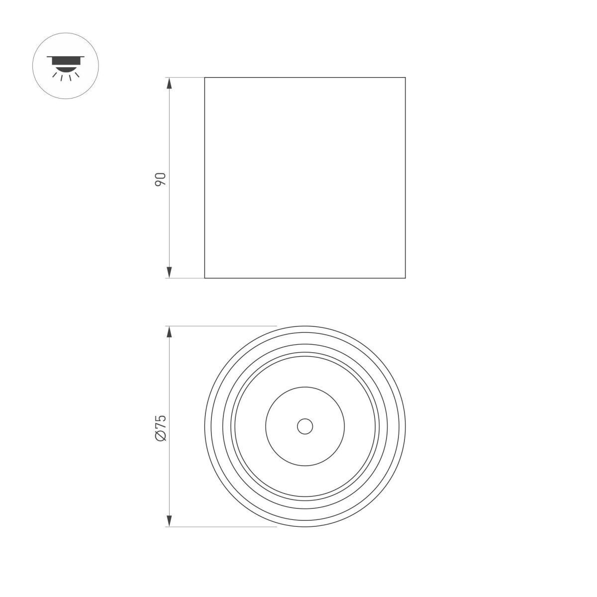 Накладной светильник Arlight SP-SALT-R75-8W Warm3000 (BK, 40 deg, 230V) 039379