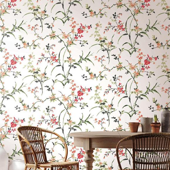 Обои York BL1741 Blossom Branches White/Red
