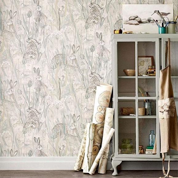 Обои Sanderson 216518 Dune Hares Mist/Pebble