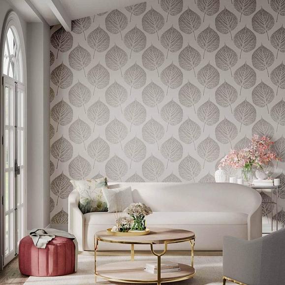 Обои Harlequin 112609 Leaf Chalk/Silver