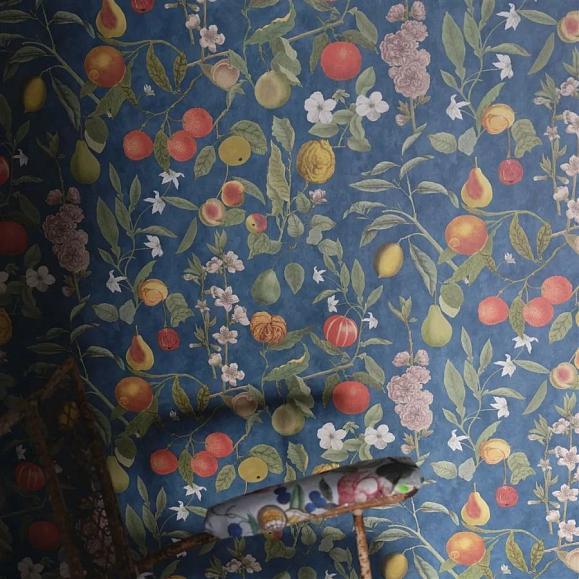 Обои John Derian PJD6018/03 Orchard Fruits Indigo