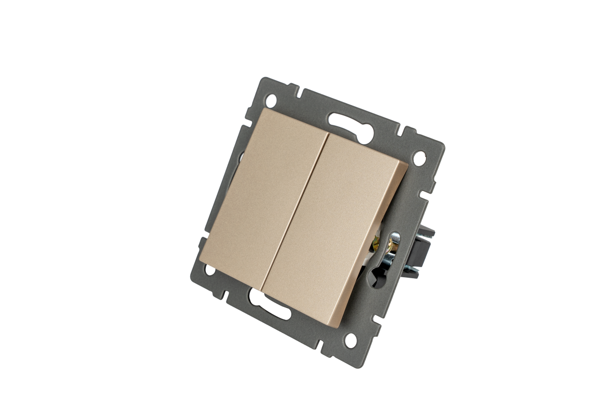 Механизм выключателя двухклавишный самовозвратный Arlight SWT-MKR2-PL-GD-V (250V, 10A) 049886