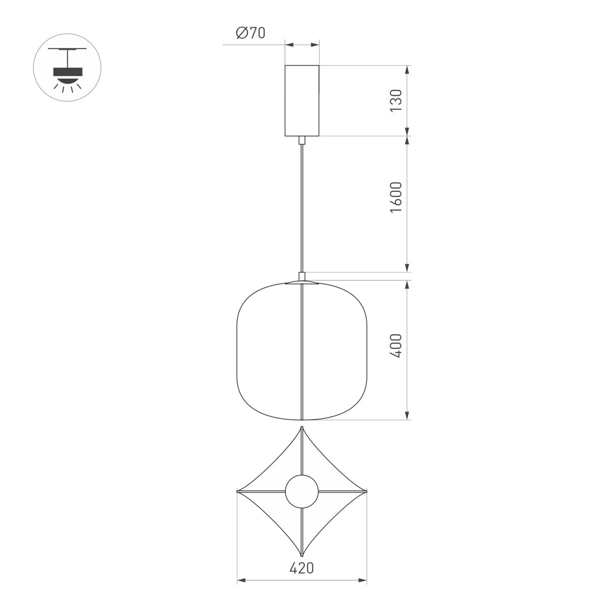 Подвесной светильник Arlight SP-SETA-HANG-L400х420-9W Warm2700 (WH, 320 deg, 230V) (IP20, Натуральный шелк) 061915