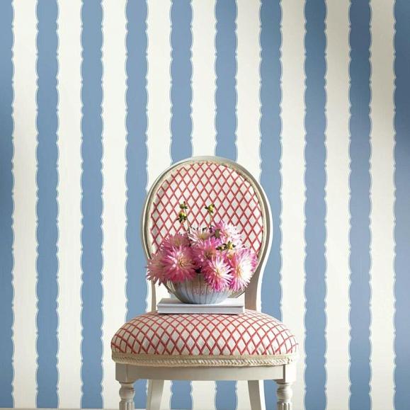 Обои York GR6012 Scalloped Stripe Blue