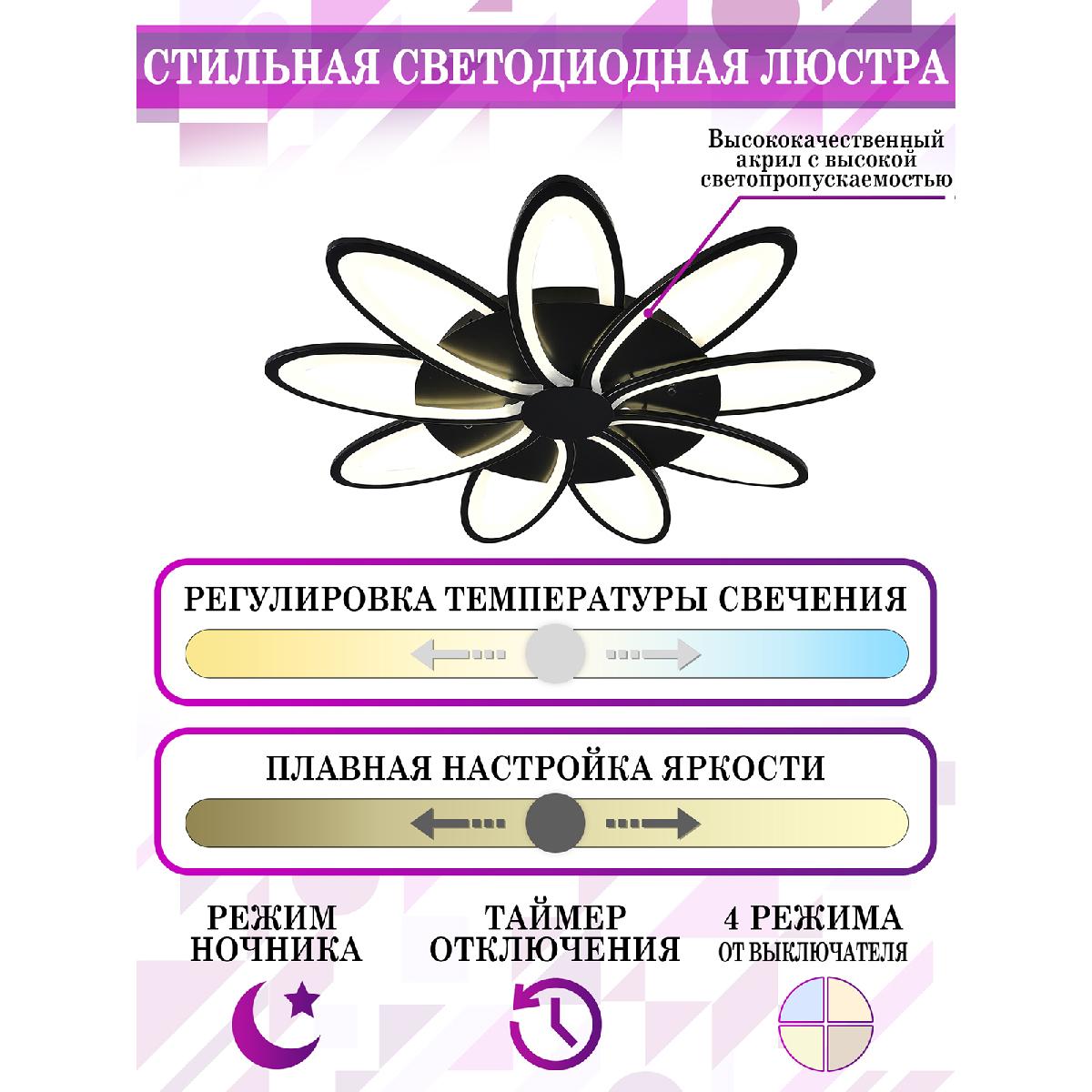 Потолочная люстра Natali Kovaltseva Holder HIGH-TECH LED LAMPS 82009 BLACK